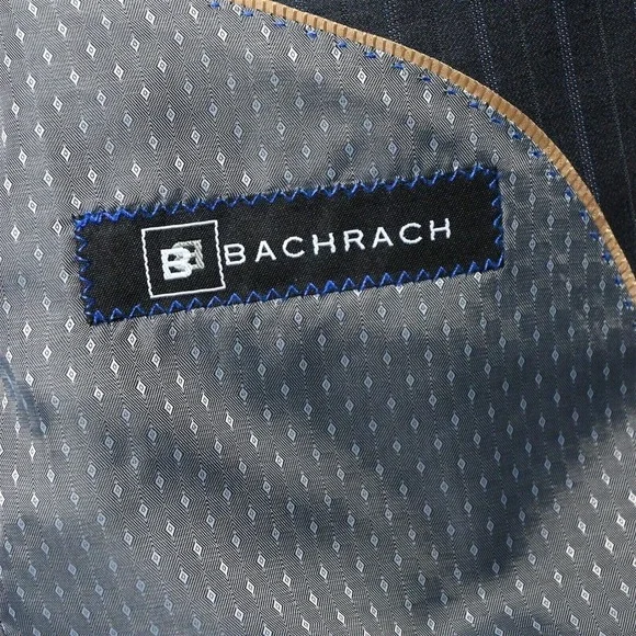 Bachrach 44L 36x32 Gray Stripe 100% Wool Mens Jacket Pants‎ Suit